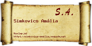 Simkovics Amália névjegykártya